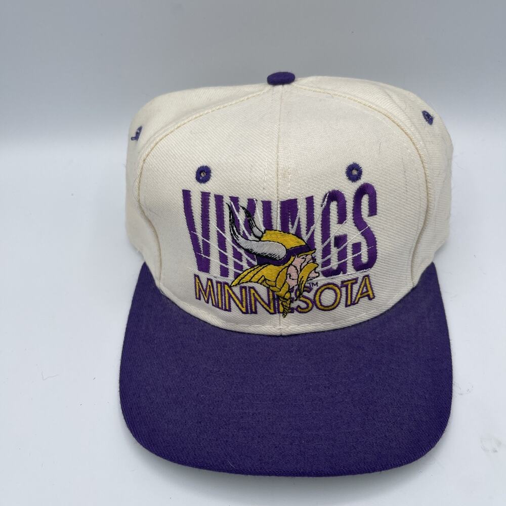 Vintage AJD Minnesota Vikings Hat Snapback Cap Purple‎ White Football NFL Nice - Picture 2 of 11